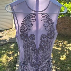 Alglist Elegant Purple Beaded Dress